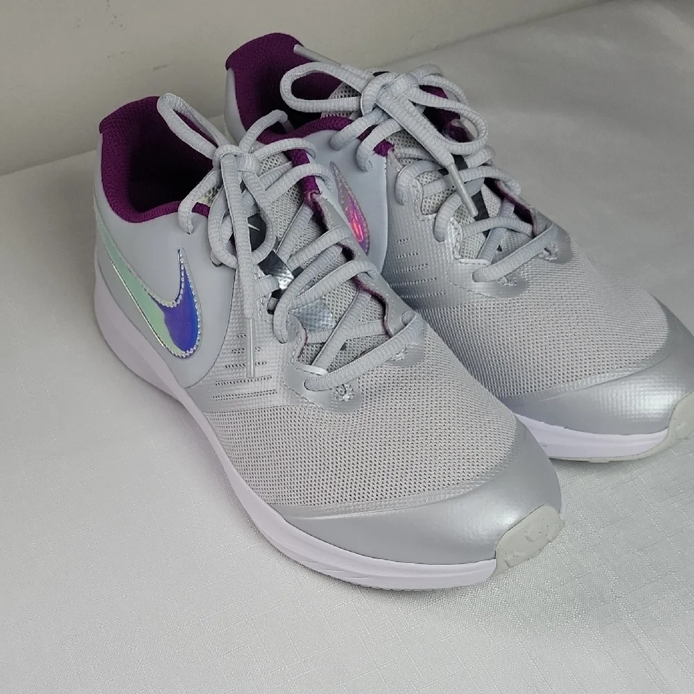Nike Star Youth Big Girls  Gray and Purple Athletic Size 5y Running Shoes